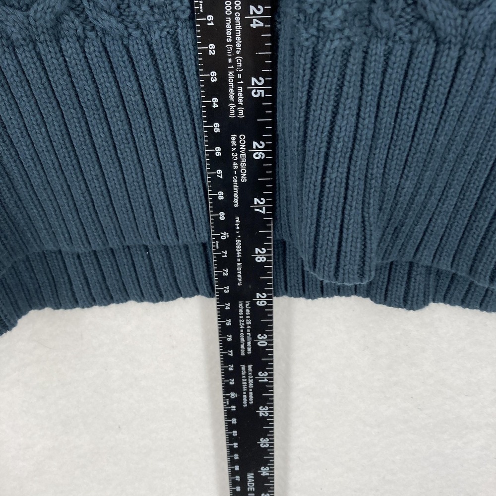 J. Peterman Sweater Mens XL Blue Cable Knit Crewneck Fisherman Cotton Chunky - Picture 5 of 10